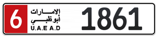 6 1861 - Plate numbers for sale in Abu Dhabi