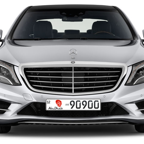 Abu Dhabi Plate number 12 90900 for sale - Long layout, Dubai logo, Сlose view