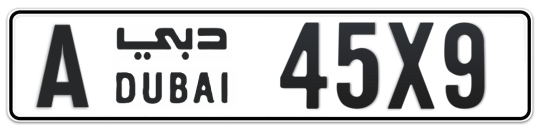 A 45X9 - Plate numbers for sale in Dubai