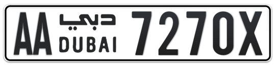 Dubai Plate number AA 7270X for sale on Numbers.ae