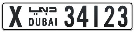 X 34123 - Plate numbers for sale in Dubai