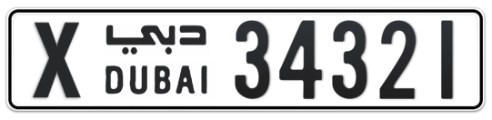 X 34321 - Plate numbers for sale in Dubai