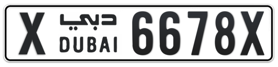 X 6678X - Plate numbers for sale in Dubai