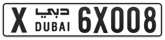 X 6X008 - Plate numbers for sale in Dubai