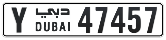 Dubai Plate number Y 47457 for sale on Numbers.ae