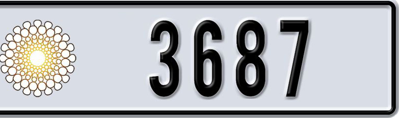 Dubai Plate number  * 3687 for sale - Short layout, Dubai logo, Сlose view