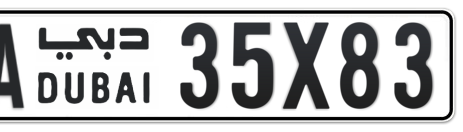 Dubai Plate number AA 35X83 for sale - Short layout, Сlose view