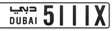 Dubai Plate number  * 5111X for sale - Short layout, Сlose view