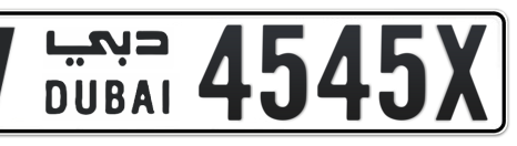Dubai Plate number V 4545X for sale - Short layout, Сlose view