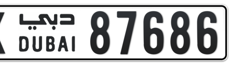 Dubai Plate number X 87686 for sale - Short layout, Сlose view