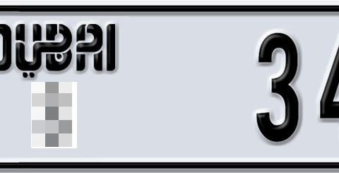 Dubai Plate number  * 3443X for sale - Short layout, Dubai logo, Сlose view