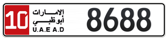 10 8688 - Plate numbers for sale in Abu Dhabi