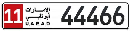 Abu Dhabi Plate number 11 44466 for sale on Numbers.ae