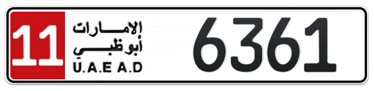 11 6361 - Plate numbers for sale in Abu Dhabi