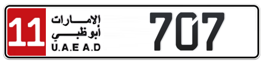 11 707 - Plate numbers for sale in Abu Dhabi