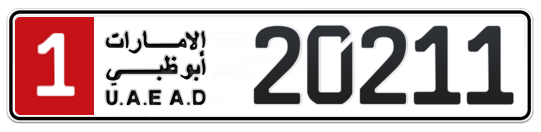 Abu Dhabi Plate number 1 20211 for sale on Numbers.ae