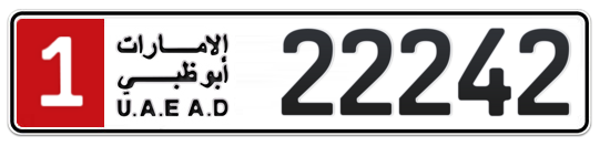 1 22242 - Plate numbers for sale in Abu Dhabi