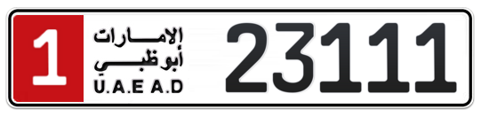 1 23111 - Plate numbers for sale in Abu Dhabi