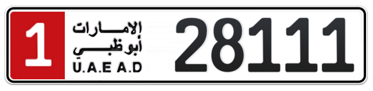 1 28111 - Plate numbers for sale in Abu Dhabi