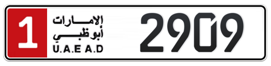 1 2909 - Plate numbers for sale in Abu Dhabi