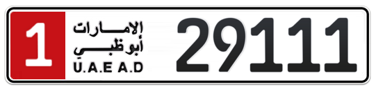 1 29111 - Plate numbers for sale in Abu Dhabi