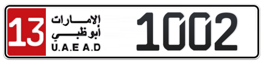 13 1002 - Plate numbers for sale in Abu Dhabi