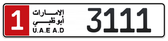 1 3111 - Plate numbers for sale in Abu Dhabi