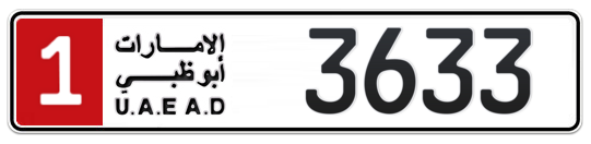 1 3633 - Plate numbers for sale in Abu Dhabi