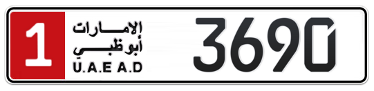 1 3690 - Plate numbers for sale in Abu Dhabi