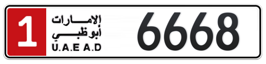 1 6668 - Plate numbers for sale in Abu Dhabi