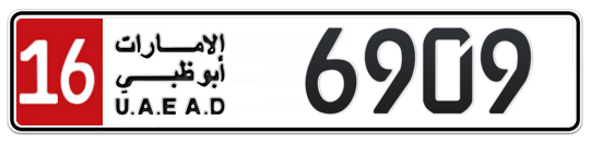 16 6909 - Plate numbers for sale in Abu Dhabi