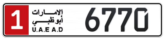 1 6770 - Plate numbers for sale in Abu Dhabi