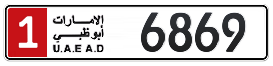 1 6869 - Plate numbers for sale in Abu Dhabi