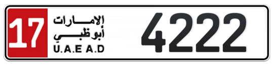 17 4222 - Plate numbers for sale in Abu Dhabi