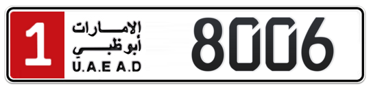 1 8006 - Plate numbers for sale in Abu Dhabi