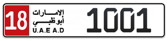 18 1001 - Plate numbers for sale in Abu Dhabi
