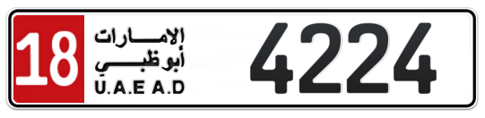 18 4224 - Plate numbers for sale in Abu Dhabi
