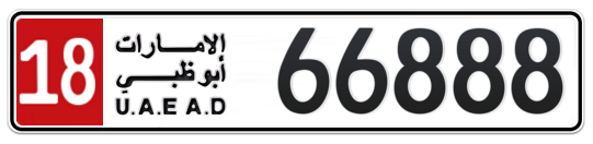 18 66888 - Plate numbers for sale in Abu Dhabi