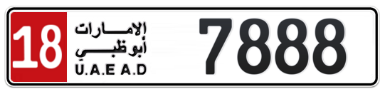 18 7888 - Plate numbers for sale in Abu Dhabi