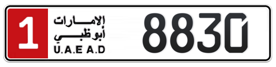 1 8830 - Plate numbers for sale in Abu Dhabi
