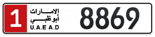 1 8869 - Plate numbers for sale in Abu Dhabi