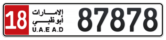 18 87878 - Plate numbers for sale in Abu Dhabi