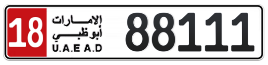 18 88111 - Plate numbers for sale in Abu Dhabi