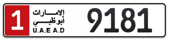 1 9181 - Plate numbers for sale in Abu Dhabi