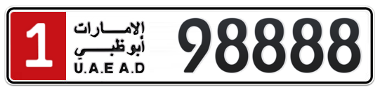 1 98888 - Plate numbers for sale in Abu Dhabi