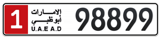 1 98899 - Plate numbers for sale in Abu Dhabi