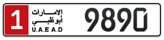 1 9890 - Plate numbers for sale in Abu Dhabi