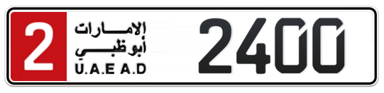 Abu Dhabi Plate number 2 2400 for sale on Numbers.ae