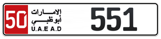 50 551 - Plate numbers for sale in Abu Dhabi