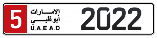 5 2022 - Plate numbers for sale in Abu Dhabi